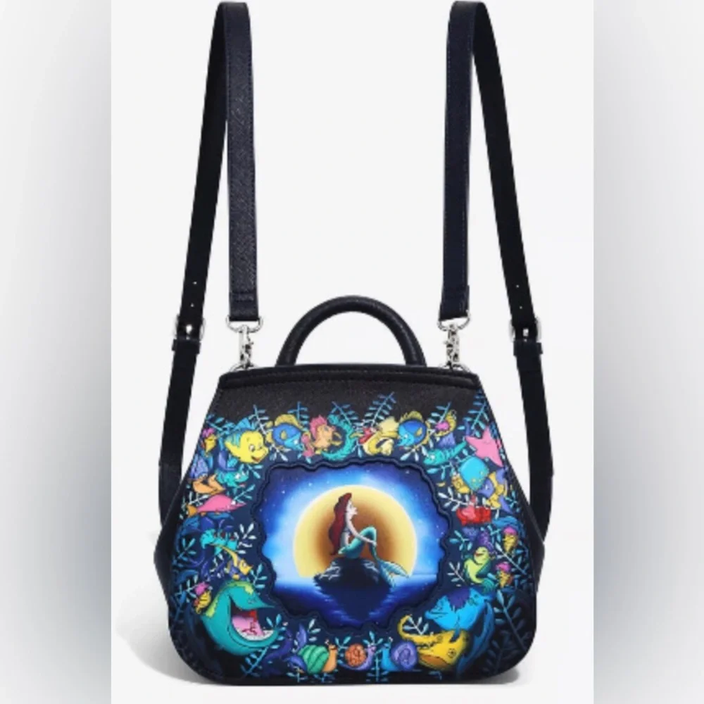 Disney The Little Mermaid Black Multicolor Mini Backpack - Picture 6 of 6